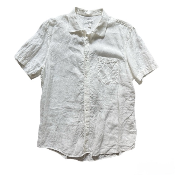 Nordstrom Casual White Button Down Shirt - 100% Linen - Picture 1 of 7